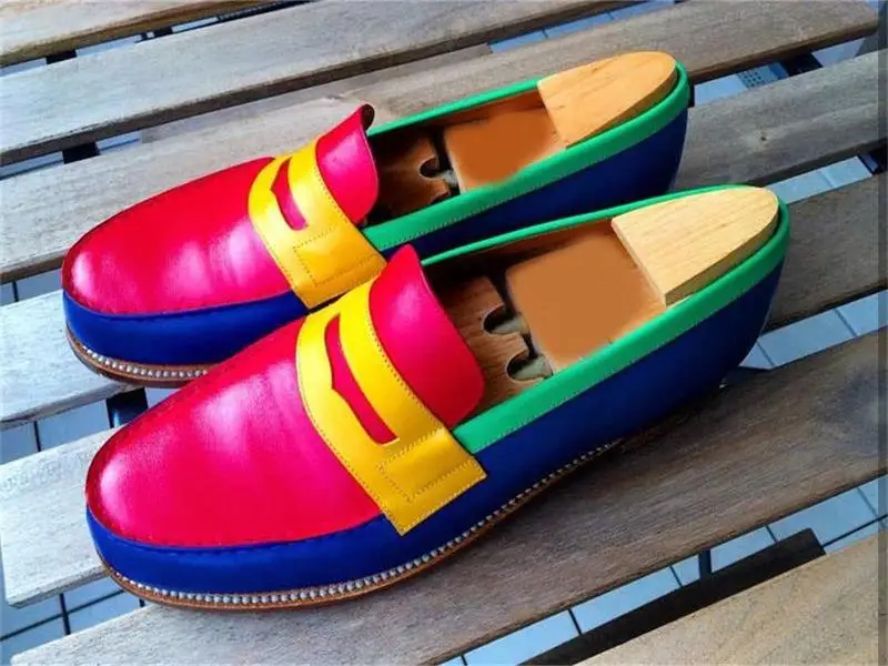 

Handmade Color Matching Pu Leather Loafers Everyday All-match Casual Shoes Men's Lazy Shoes Fashion New Pumps HL040
