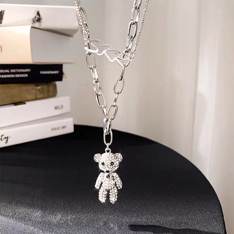 Korea East Gate Fashion Simple Full Diamond Net Red Double Layer Bear Pendant Sweater Chain Long Letter Necklace
Korea East Gate Fashion Simple Full Diamond Net Red Double Layer Bear Pendant Sweater Chain Long Letter Necklace