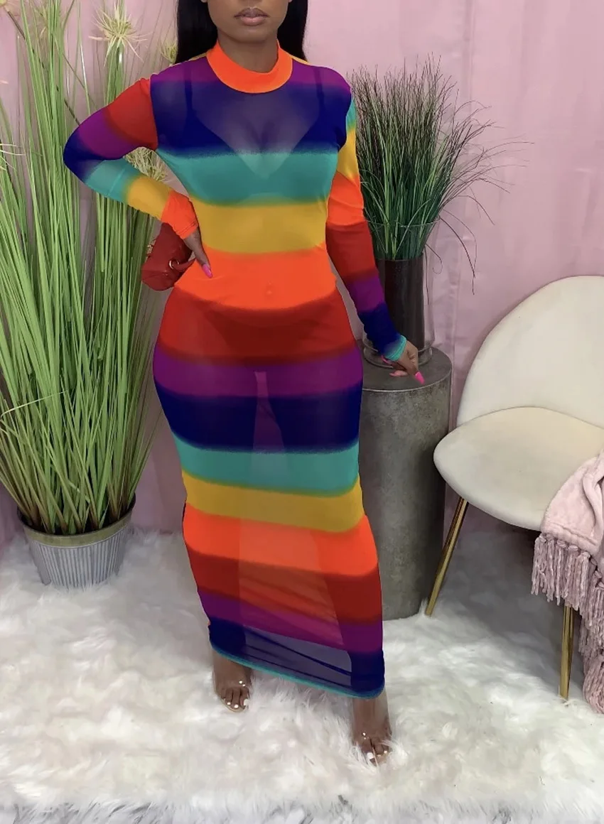 New Style African Women Clothing Dashiki Fashion Summer Gauze Rainbow Stripe Print Sexy One-Piece Dress Size S - XXL
New Style African Women Clothing Dashiki Fashion Summer Gauze Rainbow Stripe Print Sexy One-Piece Dress Size S - XXL