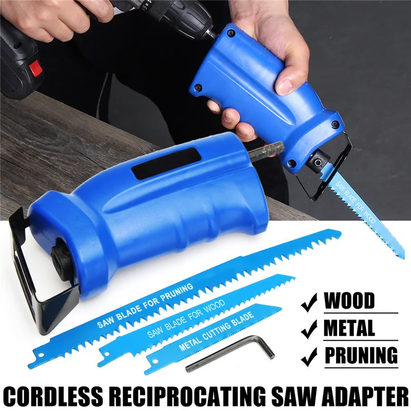 Reciprocating Saw Convert Adapter Electric Drill Attachment With 3 Blades For Cordless Power Drill Metal Cutting Wood Tool
Reciprocating Saw Convert Adapter Electric Drill Attachment With 3 Blades For Cordless Power Drill Metal Cutting Wood Tool