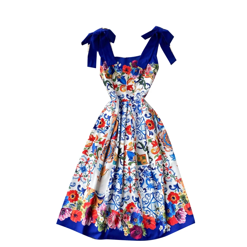 Summer New Temperament Fashion Vestidos Women's Party Collar Bow Tie Decoration Printing Age Reduction Strap Midi Dress DK335
Summer New Temperament Fashion Vestidos Women's Party Collar Bow Tie Decoration Printing Age Reduction Strap Midi Dress DK335