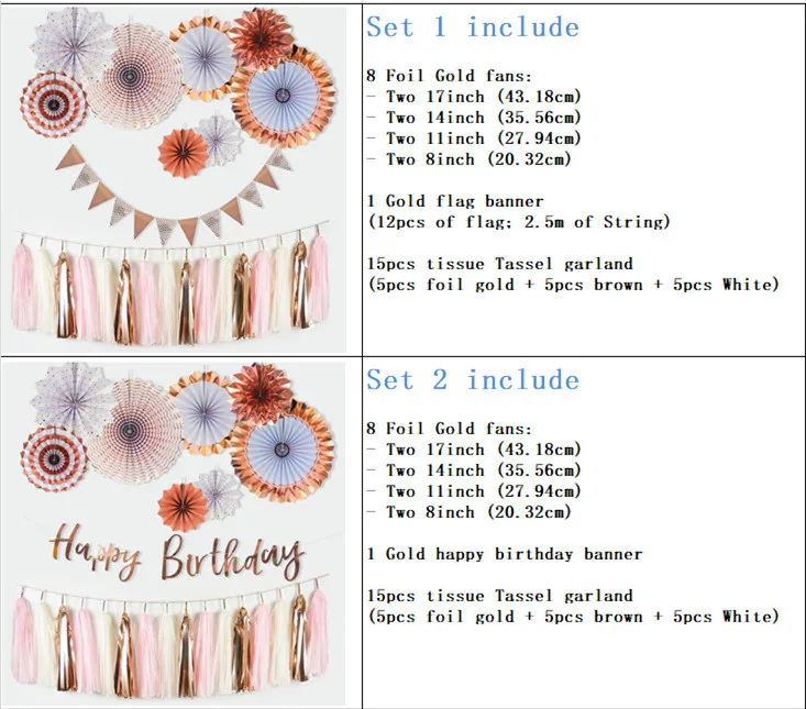 2sets Rose Gold Decor Paper Fans Happy Birthday Banner Tissue Paper Tasssel garland For Party Favor Wedding Birthday Decor
2sets Rose Gold Decor Paper Fans Happy Birthday Banner Tissue Paper Tasssel garland For Party Favor Wedding Birthday Decor