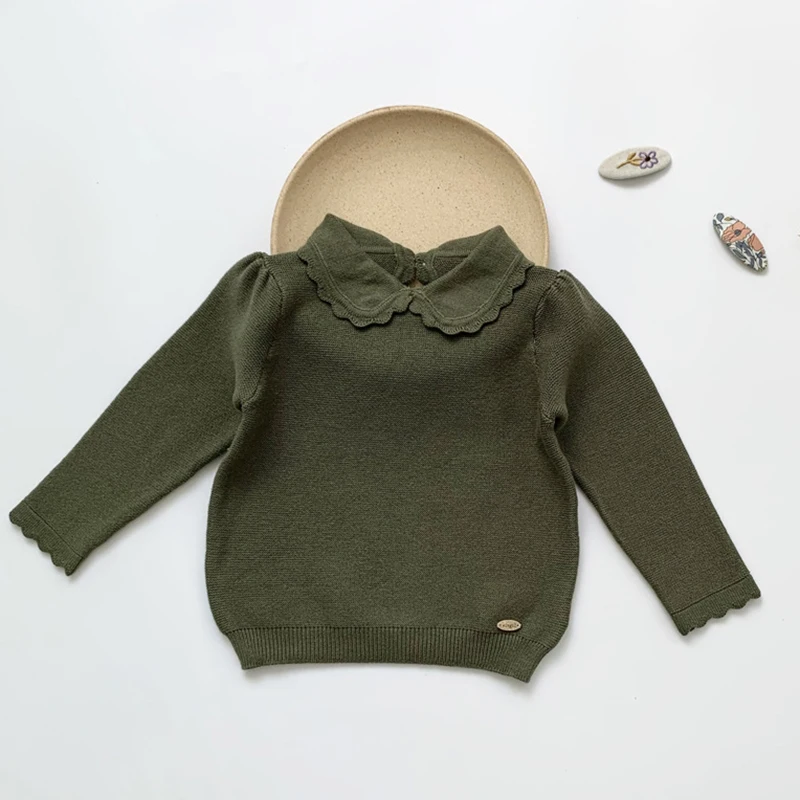 Свитер для маленьких девочек осень 2021 детские вязаные пуловеры малышей топы
