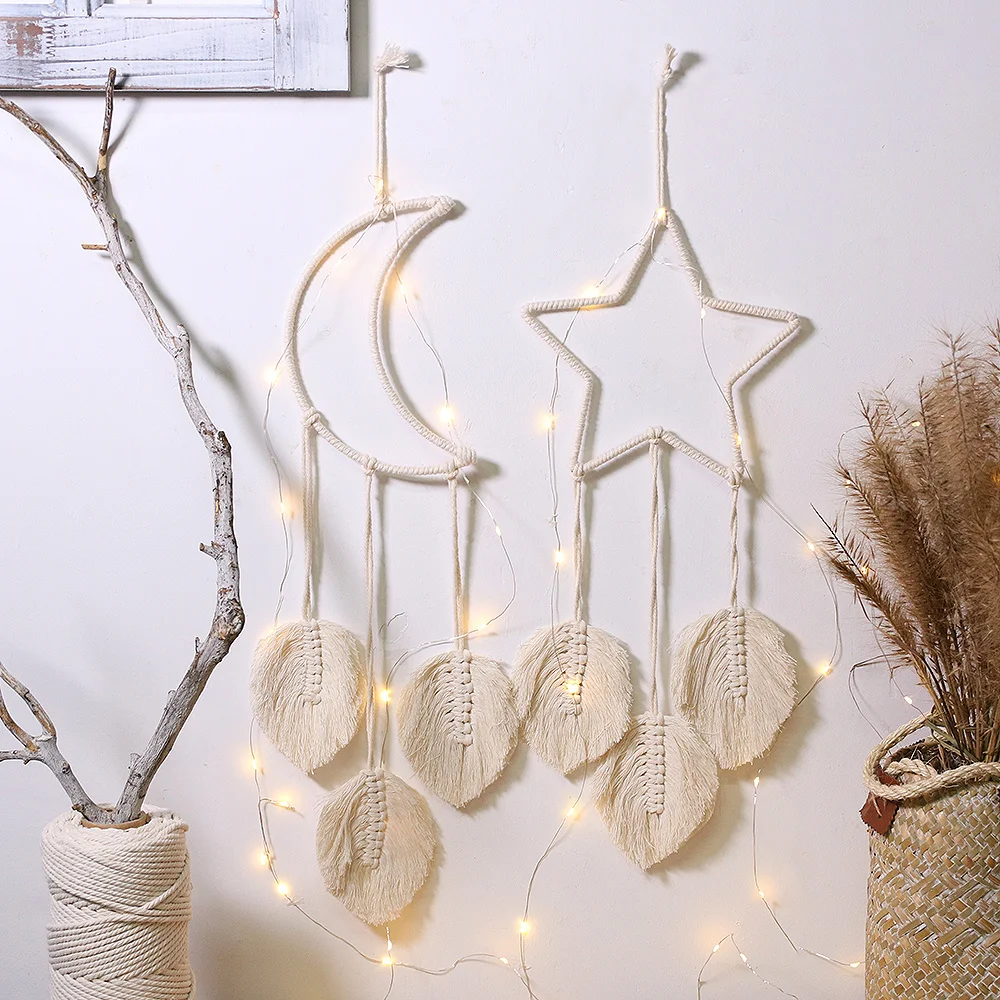 Bohemian Tassel Moon Star Dream Catcher with Long Macrame Leaf Handmade Home Decor Decoration Art Gift for Girls Kids Bedroom
Bohemian Tassel Moon Star Dream Catcher with Long Macrame Leaf Handmade Home Decor Decoration Art Gift for Girls Kids Bedroom