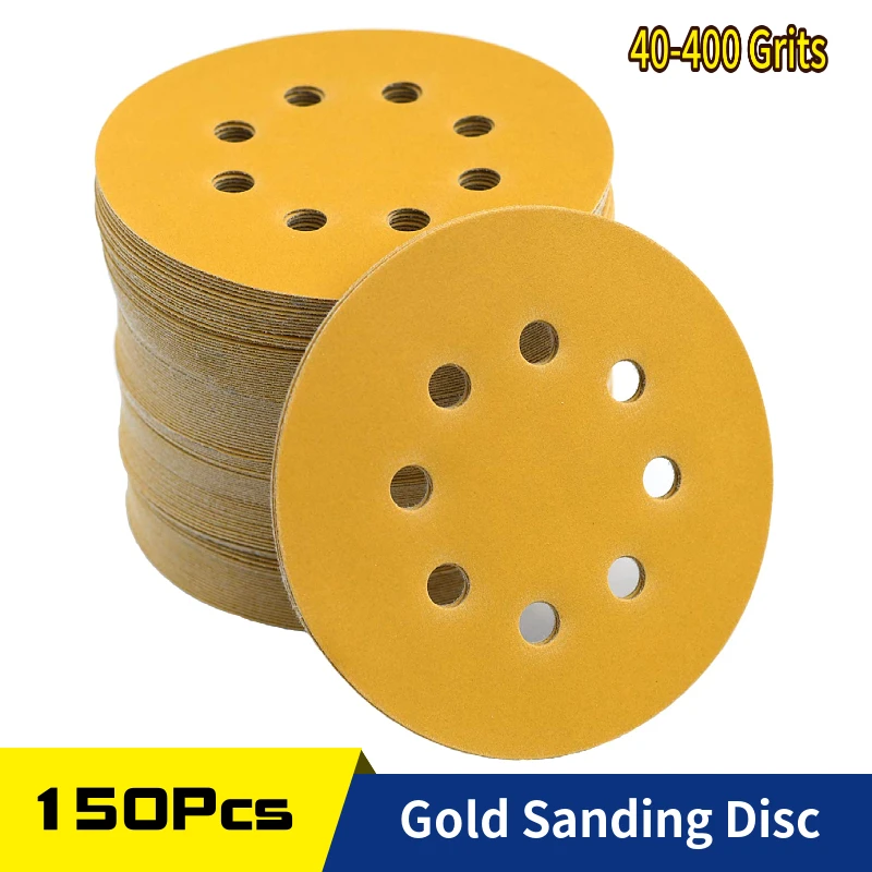 150 Pack 5 Inch Sanding Discs 40/60/80/120/320/400 Grit Hook and Loop 8 Hole Aluminum Oxide Sandpaper For Orbital Sander
150 Pack 5 Inch Sanding Discs 40/60/80/120/320/400 Grit Hook and Loop 8 Hole Aluminum Oxide Sandpaper For Orbital Sander