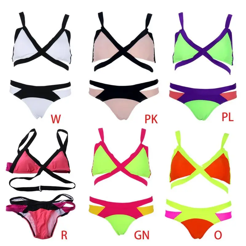 H9ED Colorful Bandage Swimsuit Bathing Suit Bikini Set Push Up Strap Bra Swimwear 
H9ED Colorful Bandage Swimsuit Bathing Suit Bikini Set Push Up Strap Bra Swimwear