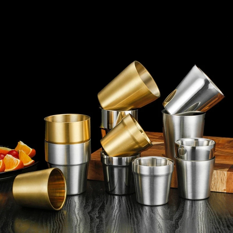 Gold Unbreakable Metal Drinking Beer Coffee Tea Cup Insulation Anti-Scalding Stainless Steel Water Mug Cups
Gold Unbreakable Metal Drinking Beer Coffee Tea Cup Insulation Anti-Scalding Stainless Steel Water Mug Cups