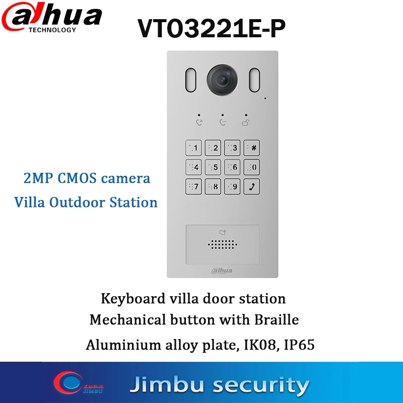 Dahua Walkie talkie VTO3221E-P Keyboard villa door station 2MP CMOS camera IK08 IP65 Door release via password and Mifare card
Dahua Walkie talkie VTO3221E-P Keyboard villa door station 2MP CMOS camera IK08 IP65 Door release via password and Mifare card
