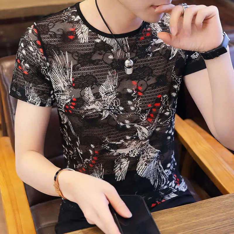Summer ice mesh hollow short-sleeved men's slim breathable round neck men's T-shirt Korean youth mesh half-sleeved t-shirt
Summer ice mesh hollow short-sleeved men's slim breathable round neck men's T-shirt Korean youth mesh half-sleeved t-shirt