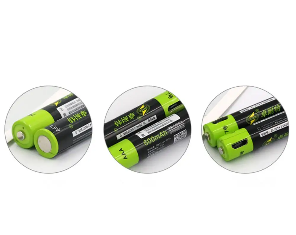 ZNTER 1.5V AAA Rechargeable Battery 600mAh USB Rechargeable Lithium Polymer Battery Quick Charging by Micro USB Cable
ZNTER 1.5V AAA Rechargeable Battery 600mAh USB Rechargeable Lithium Polymer Battery Quick Charging by Micro USB Cable
