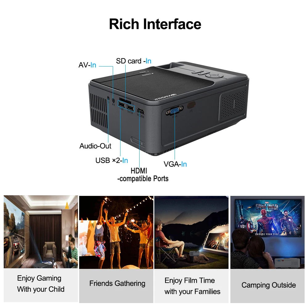 CAIWEI C180AB/C180W Mini Projector Portable WiFi Android 6.0 Home Cinema for 1080P USB Media Video Player
CAIWEI C180AB/C180W Mini Projector Portable WiFi Android 6.0 Home Cinema for 1080P USB Media Video Player