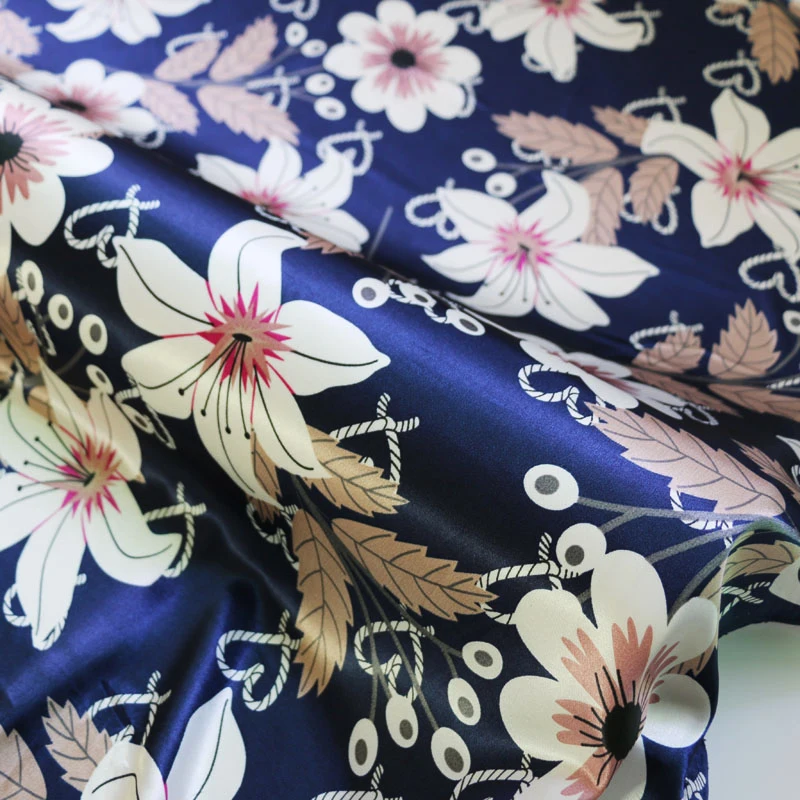 Цветочное платье рубашка ткань подкладка мягкий Атлас шармёз печатный материал