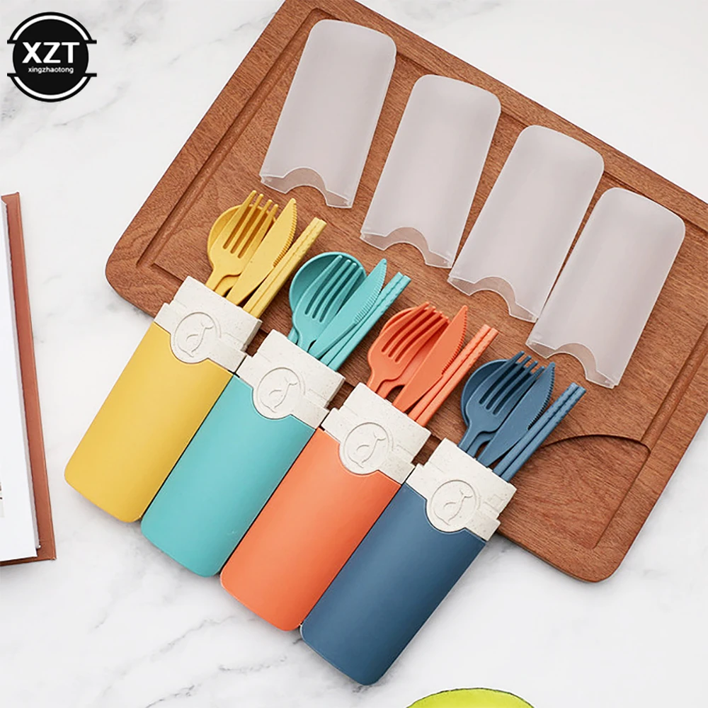 Portable Reusable Spoon Fork Chopsticks Knife Wheat Straw Tableware Cutlery Set Travel Picnic Camping Dinnerware Kits 
Portable Reusable Spoon Fork Chopsticks Knife Wheat Straw Tableware Cutlery Set Travel Picnic Camping Dinnerware Kits