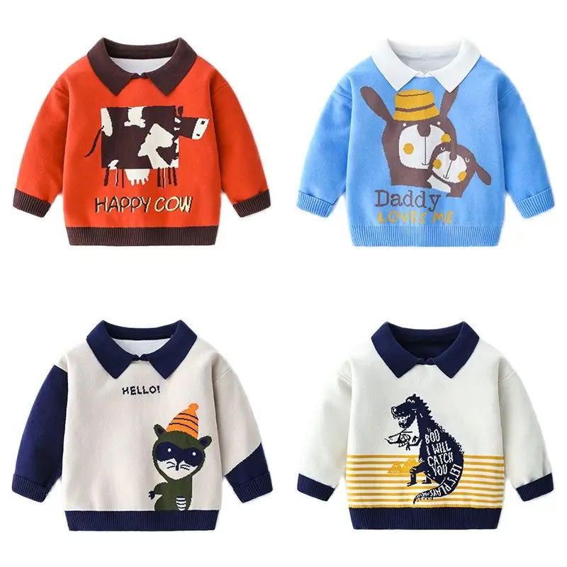 Kids Sweater Autumn Winter New Fashion Boy Korean Style Baby Turn-down Collar Cartoon Animals Long Sleeve Knitted Sweater Tops
Kids Sweater Autumn Winter New Fashion Boy Korean Style Baby Turn-down Collar Cartoon Animals Long Sleeve Knitted Sweater Tops