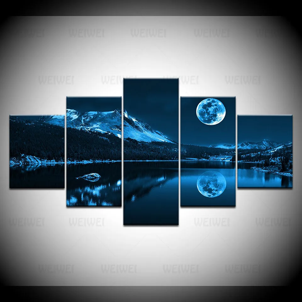 Modern Decoration Home Wall Art Modular Pictures Canvas 5 Pieces Abstract Blue Moon Night Scene Paintings HD Printing Framework
Modern Decoration Home Wall Art Modular Pictures Canvas 5 Pieces Abstract Blue Moon Night Scene Paintings HD Printing Framework