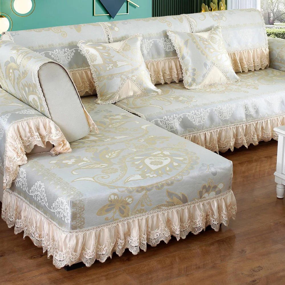 European Luxury Ice Silk Sofa Cover Champagne Summer Cool Mat Exquisite Embroidery Lace Sofa Towel Cushion Pillow Case Sofa Set
European Luxury Ice Silk Sofa Cover Champagne Summer Cool Mat Exquisite Embroidery Lace Sofa Towel Cushion Pillow Case Sofa Set