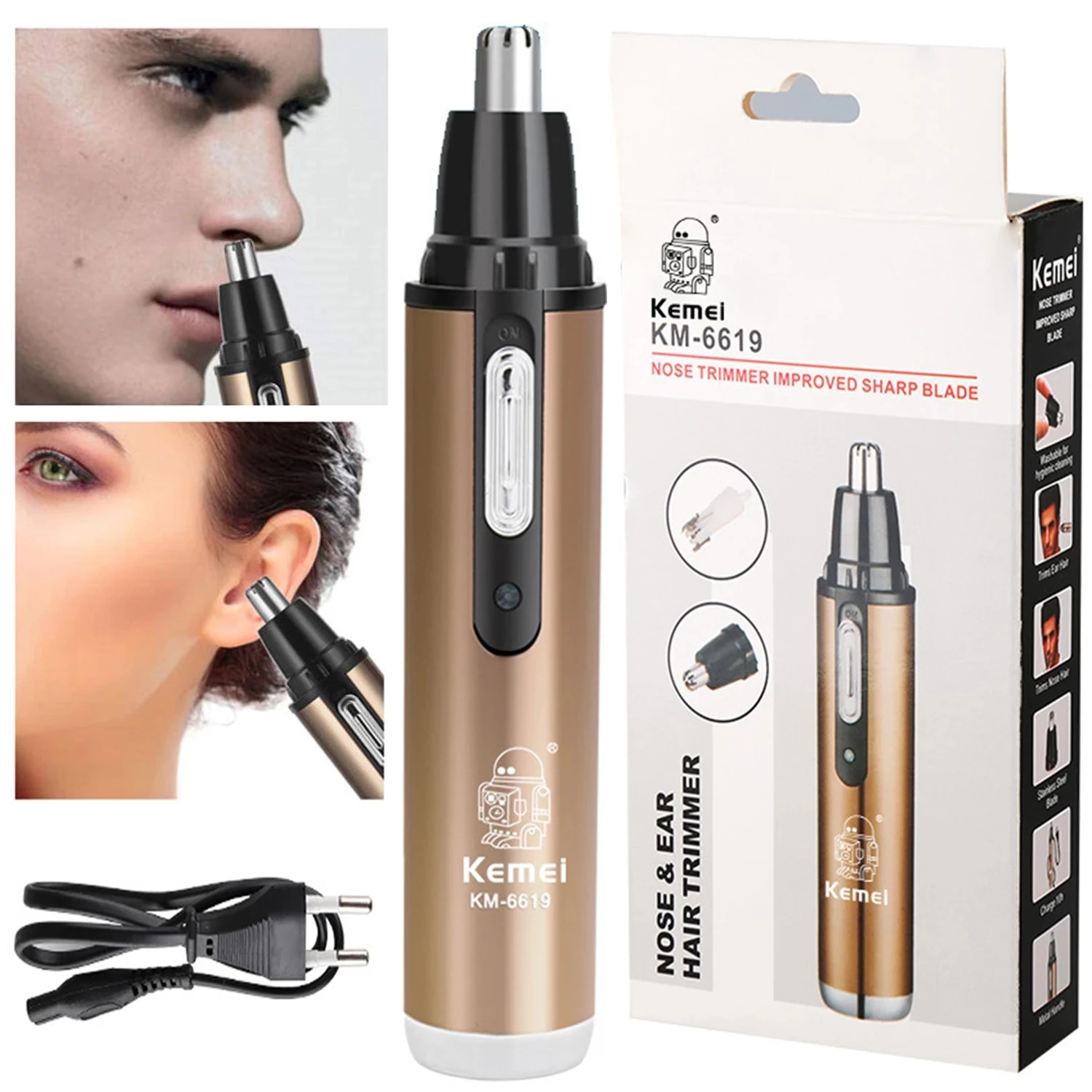 KEMEI KM-6619 Nose Shaving Cleaner Modern Design Portable Safely Rechargeable Personal Nose Ear Hair Removal Trimmer Home Travel
KEMEI KM-6619 Nose Shaving Cleaner Modern Design Portable Safely Rechargeable Personal Nose Ear Hair Removal Trimmer Home Travel