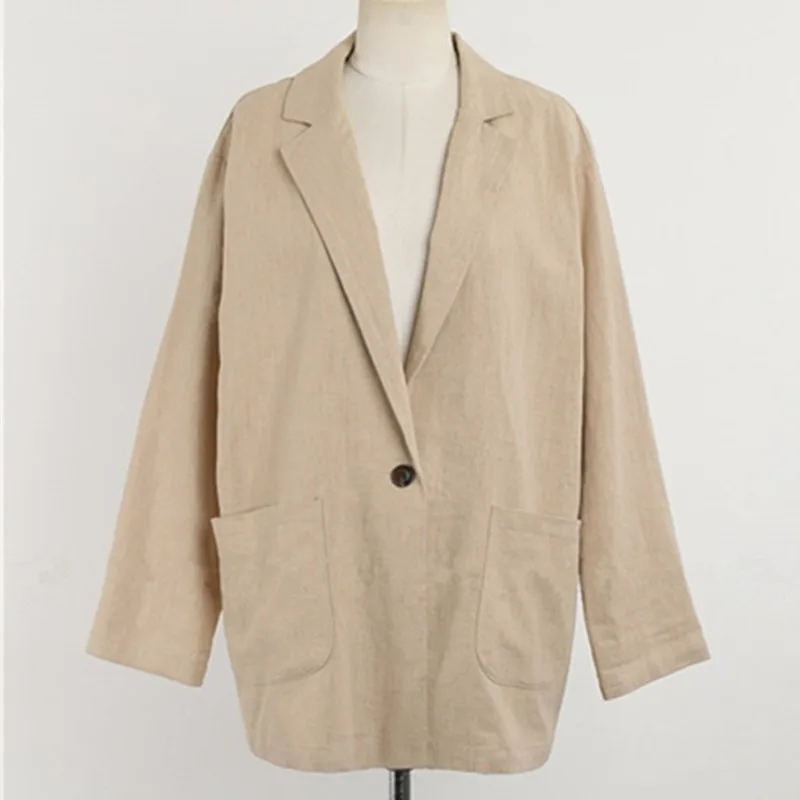 New 2021 Summer Autumn Women's Blazers Casual Jacket One Button Notched Cotton and Linen Vintage Pockets Tops
New 2021 Summer Autumn Women's Blazers Casual Jacket One Button Notched Cotton and Linen Vintage Pockets Tops
