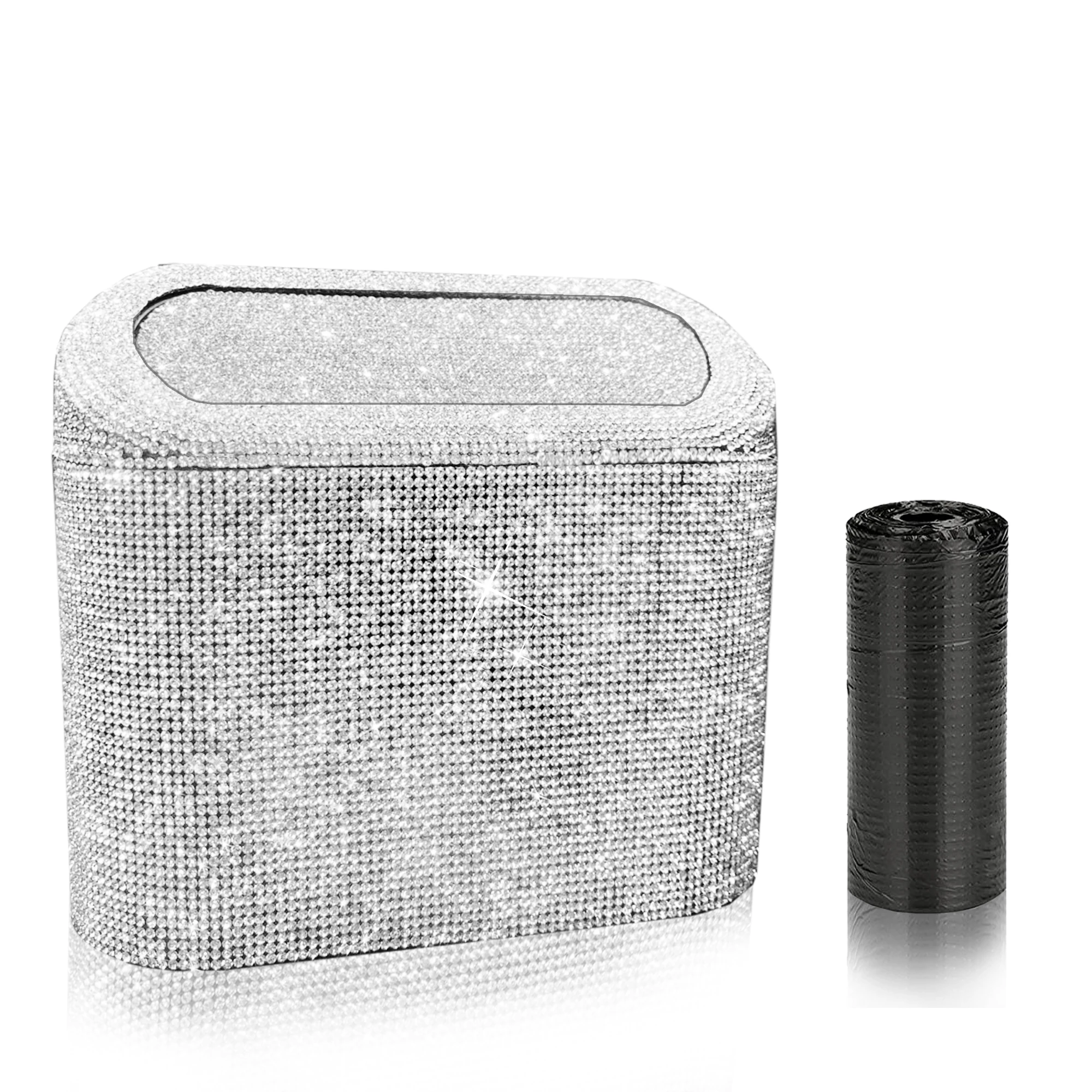 Bling Rhinestones Car Trash Can with Press-Type Lid Storage Box Hanging Type Waterproof Garbage Can Car Interior Accessories
Bling Rhinestones Car Trash Can with Press-Type Lid Storage Box Hanging Type Waterproof Garbage Can Car Interior Accessories