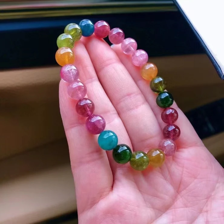 8.3mm Genuine Natural Colorful Blue Red Tourmaline Quartz Bracelet Clear Round Beads Brazil Women Men Crystal AAAAAA
8.3mm Genuine Natural Colorful Blue Red Tourmaline Quartz Bracelet Clear Round Beads Brazil Women Men Crystal AAAAAA