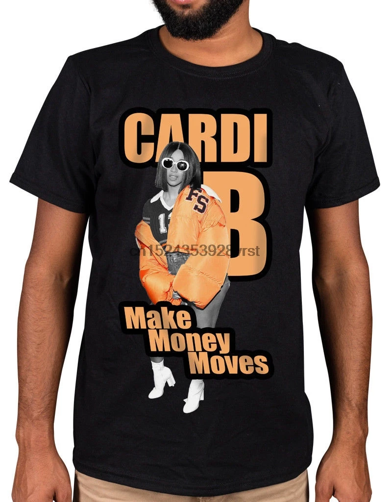 Футболка Cardi B с надписью Make Money move желтая крутая Повседневная футболка бодак в
