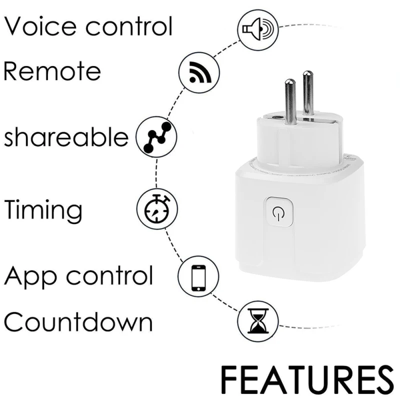 Tuya Wifi Socket Smart Plug EU Power Monitor Remote Voice Control Timer 16A Wireless Adapter Works With Alexa Google Smart Home
Tuya Wifi Socket Smart Plug EU Power Monitor Remote Voice Control Timer 16A Wireless Adapter Works With Alexa Google Smart Home