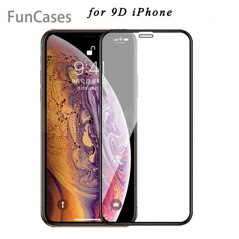 Закаленное стекло 9D с полным покрытием для iPhone X XS XR MAX защитная пленка экрана Sklo