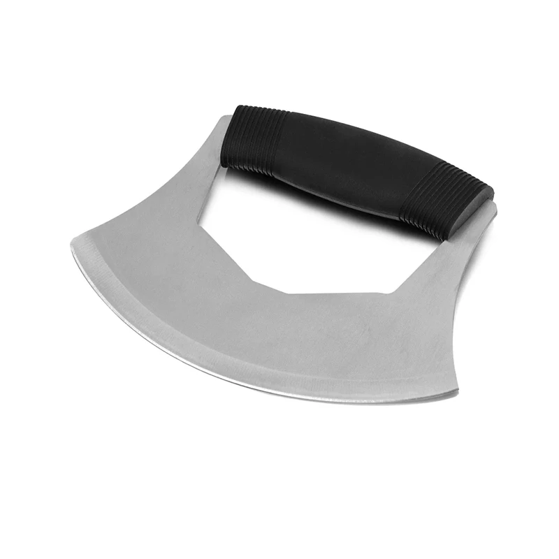 Stainless Steel Mezzaluna Salad Chopper Single Sharp Blade Herb Mincer Pizza Cutter Vegetable Fruit Knife with Cover
Stainless Steel Mezzaluna Salad Chopper Single Sharp Blade Herb Mincer Pizza Cutter Vegetable Fruit Knife with Cover
