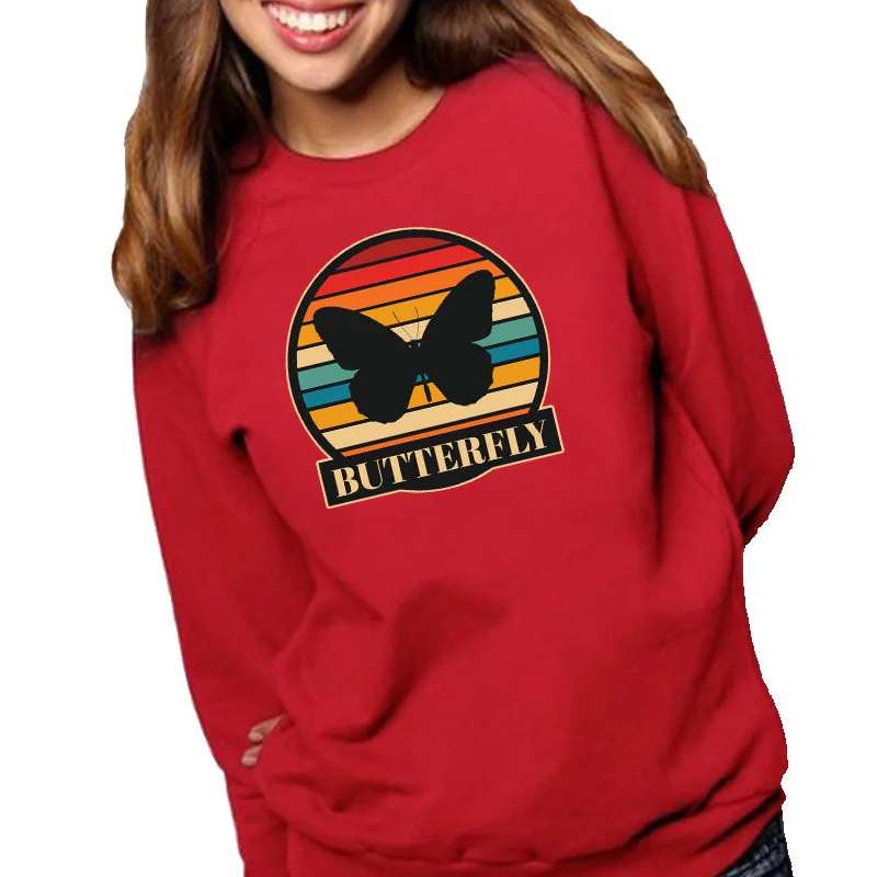 Women Hoodie Butterfly Striped Printed Hoodies Women Fleece Long Sleeve O Neck Loose Sweatshirt Girls Pullovers Winter 
Women Hoodie Butterfly Striped Printed Hoodies Women Fleece Long Sleeve O Neck Loose Sweatshirt Girls Pullovers Winter