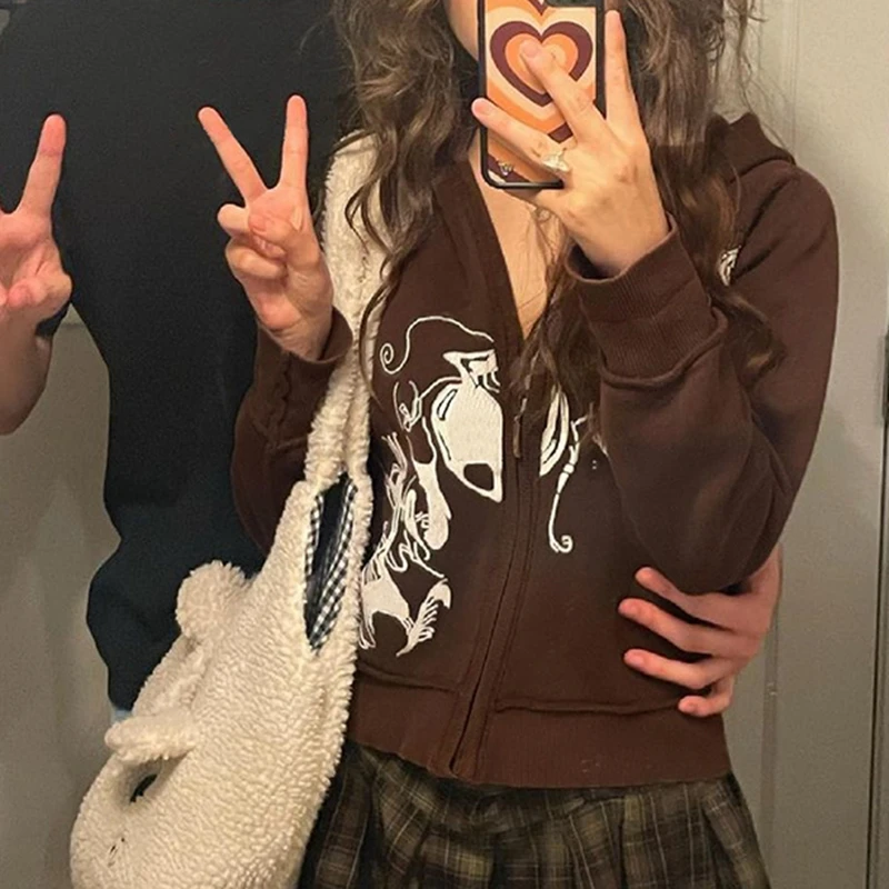 Y2K Fairy Grunge Brown Cropped Hoodies Zip Up Long Sleeve Jacket Autumn Winter Women Harajuku Vintage Sweatshirt Coat Outwear
Y2K Fairy Grunge Brown Cropped Hoodies Zip Up Long Sleeve Jacket Autumn Winter Women Harajuku Vintage Sweatshirt Coat Outwear