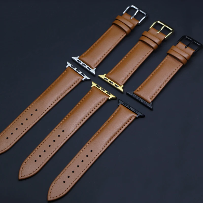 Ремешок кожаный коричневый для Apple Watch 4 3 2 1 38 мм 40 мужской ремешок часов iwatch 5 44 42