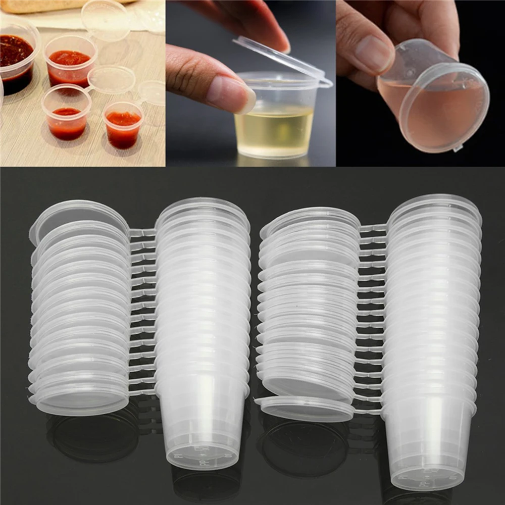 50 Pcs Disposable Sauce Cups Plastic Clear Sauce Chutney Cups Storage Container One Piece Box With Lids Kitchen Practical Tool
50 Pcs Disposable Sauce Cups Plastic Clear Sauce Chutney Cups Storage Container One Piece Box With Lids Kitchen Practical Tool