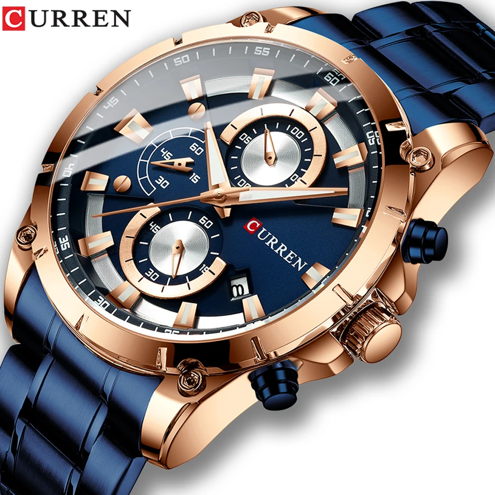 CURREN New Watches for Men Top Brand Luxury Sports Chronograph Stainless Steel Fashion Waterproof Quartz Clock Male Relogio 
CURREN New Watches for Men Top Brand Luxury Sports Chronograph Stainless Steel Fashion Waterproof Quartz Clock Male Relogio
