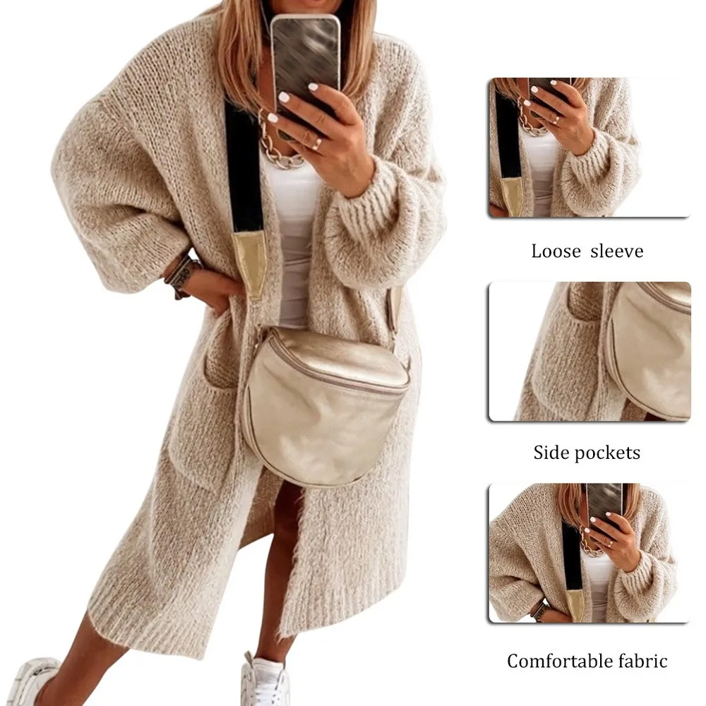 Autumn Winter New Fashion Women's Long Cardigan Jacket Sweater Ladies Worm Solid Color Sweater With Side Pocket
Autumn Winter New Fashion Women's Long Cardigan Jacket Sweater Ladies Worm Solid Color Sweater With Side Pocket