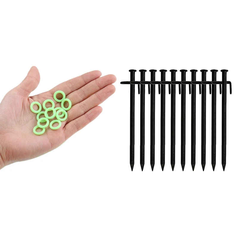 50 Pcs Green Camping Nail Night Vision Luminous Ring with 10 Pcs Heavy Duty Black Steel Metal Tent Nail
50 Pcs Green Camping Nail Night Vision Luminous Ring with 10 Pcs Heavy Duty Black Steel Metal Tent Nail