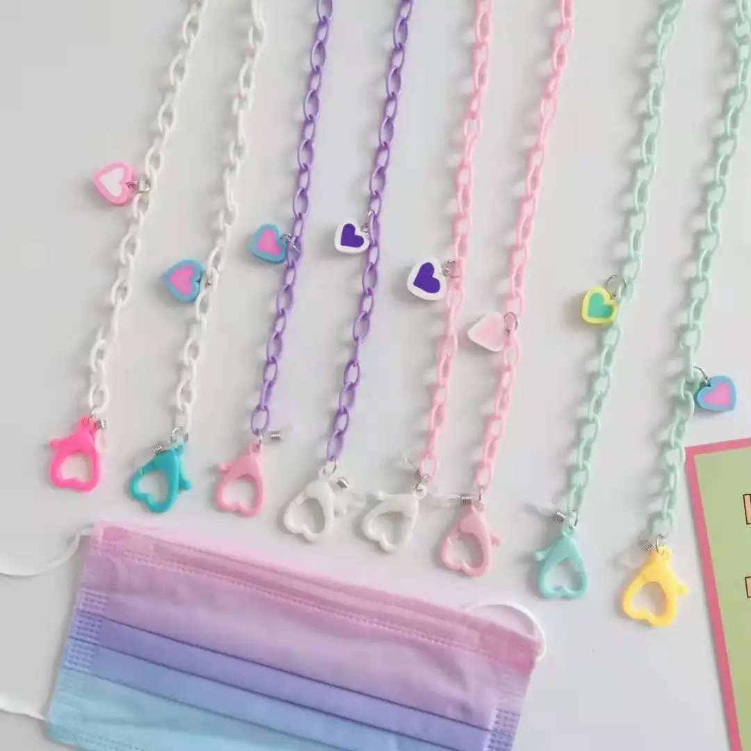 55cm New candy color love acrylic mask chain glasses chain mask with hanging chain mask rope
55cm New candy color love acrylic mask chain glasses chain mask with hanging chain mask rope