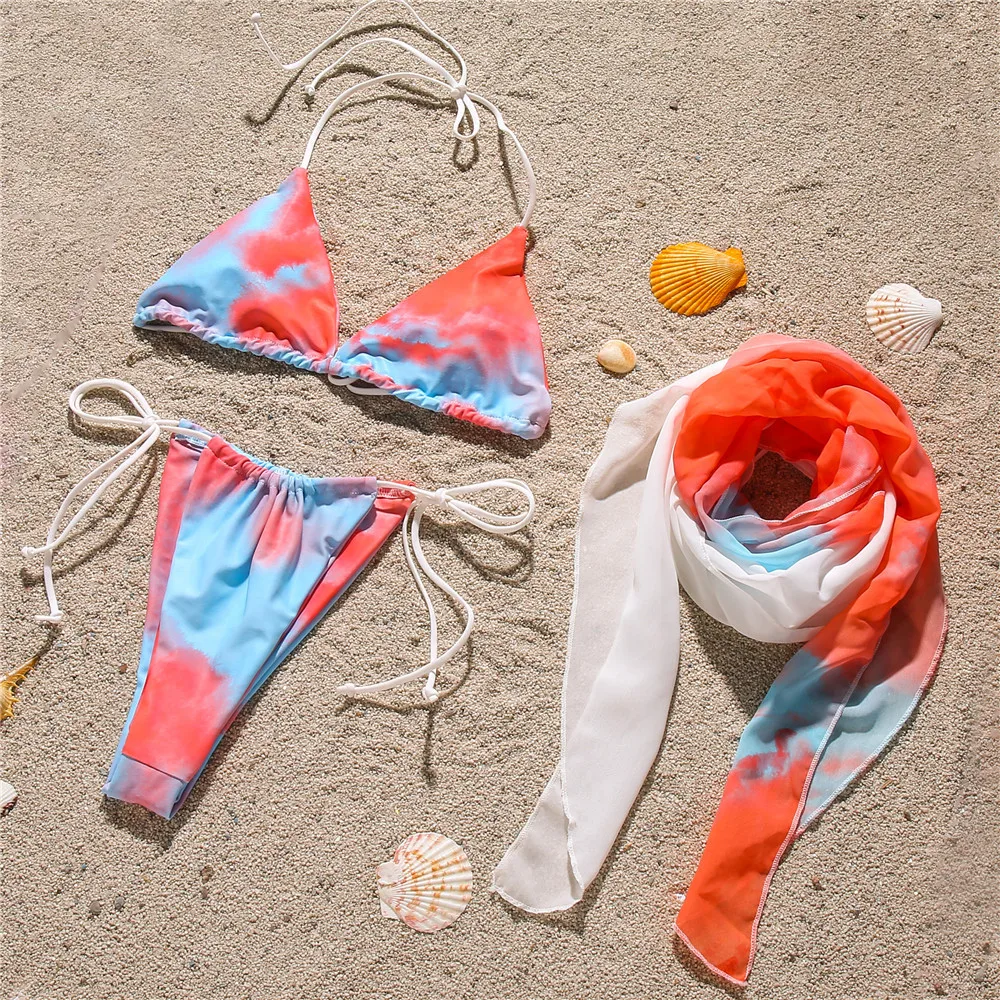 Sexy Bikini Set Printed Women's Swimsuit Mesh Skirt 3 Piece Swimwear Halter Tie Dye Bikini 2020 Knot Bathing Suit Biquini
Sexy Bikini Set Printed Women's Swimsuit Mesh Skirt 3 Piece Swimwear Halter Tie Dye Bikini 2020 Knot Bathing Suit Biquini