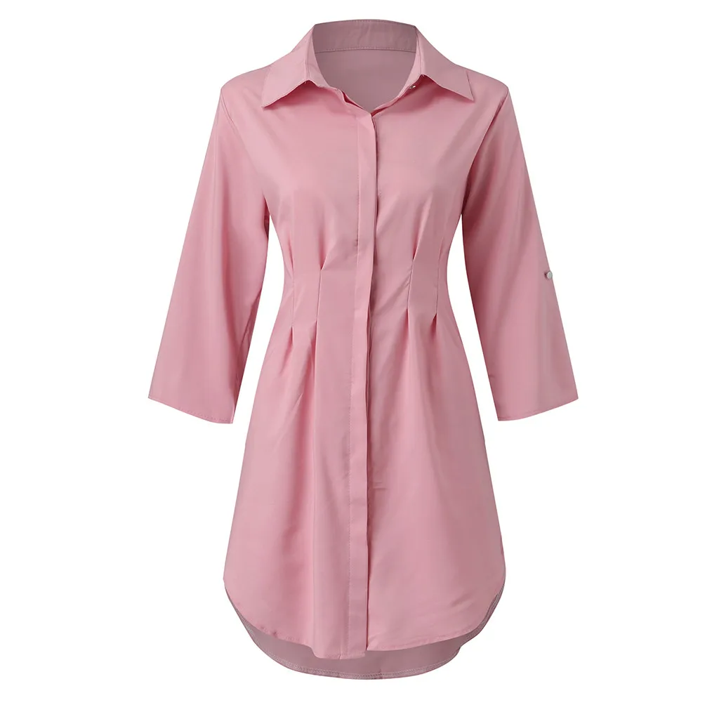 Ladies Autumn Long Sleeve V-neck Button Slim Comfortable Mini Shirt Dress Ladies Casual Work Solid Color Shirt Top 
Ladies Autumn Long Sleeve V-neck Button Slim Comfortable Mini Shirt Dress Ladies Casual Work Solid Color Shirt Top