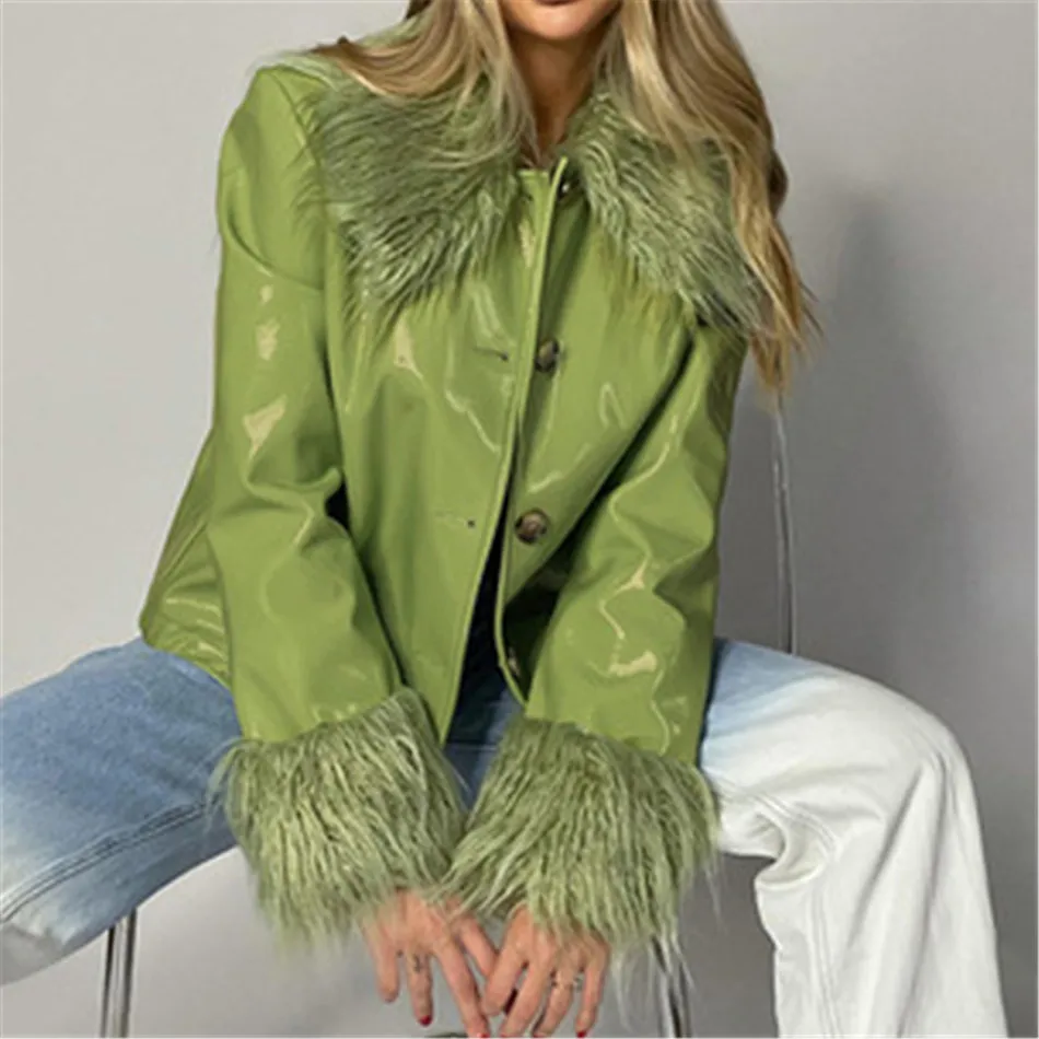 2021 Autumn Winter New Women's Fashion Long-Sleeve Fur Collar Single-Breasted Slim-Fit Warm Leather Jacket Women Drop Shipping
2021 Autumn Winter New Women's Fashion Long-Sleeve Fur Collar Single-Breasted Slim-Fit Warm Leather Jacket Women Drop Shipping