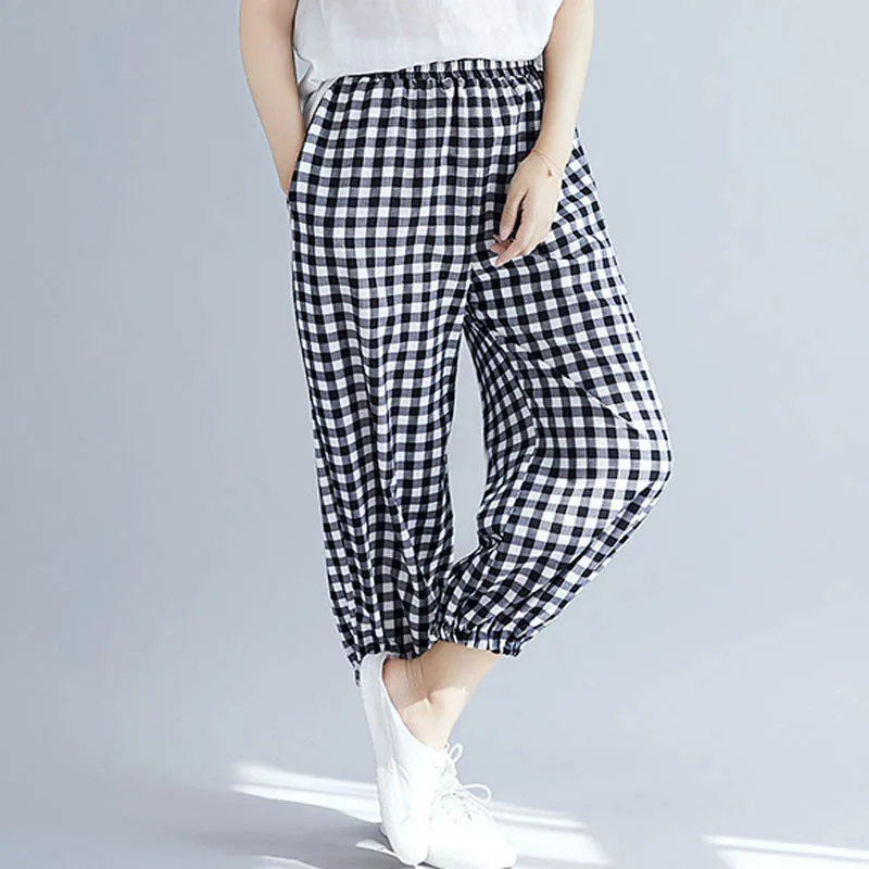Summer pants women plus size Waist 92-130cm Weight 110-130kg 4XL 5XL 6XL 7XL black color | Женская одежда