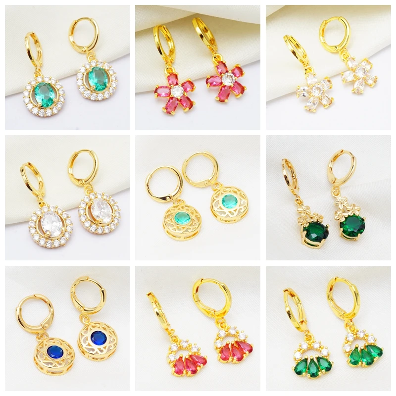 Elegant Round Flower Earrings Cubic Zirconia Gold Dangle/Drop Earrings for Women Girls Party Jewelry New 2020
Elegant Round Flower Earrings Cubic Zirconia Gold Dangle/Drop Earrings for Women Girls Party Jewelry New 2020