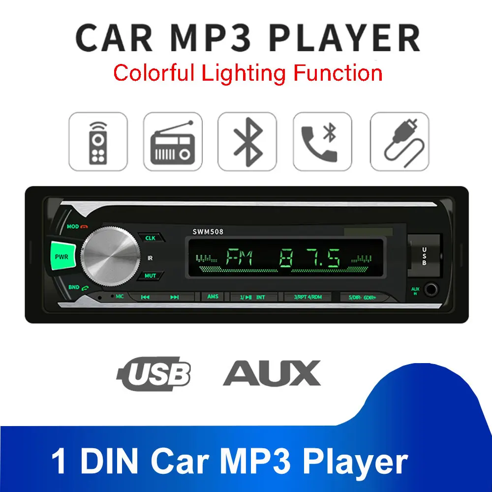 12V Car Radio Stereo Player with Colorful Lights Remote controller Bluetooth-Compatible Car MP3 Player
12V Car Radio Stereo Player with Colorful Lights Remote controller Bluetooth-Compatible Car MP3 Player