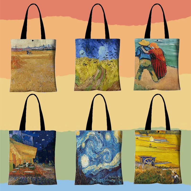 Oil Painting Shopping Bags Van Gogh Canvas Tote Bag Elegant Lady High Capacity Multifunction Literature and Art Shoulder Bag
Oil Painting Shopping Bags Van Gogh Canvas Tote Bag Elegant Lady High Capacity Multifunction Literature and Art Shoulder Bag