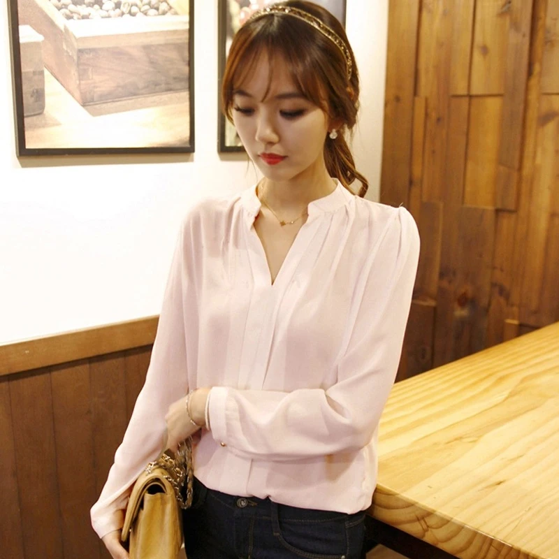 Spring Autumn White Blouses Office Shirts Women V-Neck Tops Long Sleeve Chiffon Blouse Female Ladies Work Wear 3 Colors
Spring Autumn White Blouses Office Shirts Women V-Neck Tops Long Sleeve Chiffon Blouse Female Ladies Work Wear 3 Colors