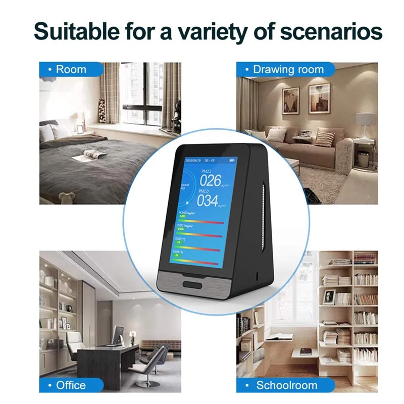 PM2.5 Detector Air Quality Monitor Digital Formaldehyde Tester TVOC HCHO AQI Analyzer Humidity Temperature Meter
PM2.5 Detector Air Quality Monitor Digital Formaldehyde Tester TVOC HCHO AQI Analyzer Humidity Temperature Meter