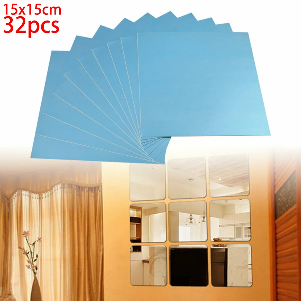 32 Pcs Mirror Tiles Self-adhesive Back Square Bathroom Wall Stickers Mosaic Clear Cosmetic Mirror Home Decoration Stickers
32 Pcs Mirror Tiles Self-adhesive Back Square Bathroom Wall Stickers Mosaic Clear Cosmetic Mirror Home Decoration Stickers