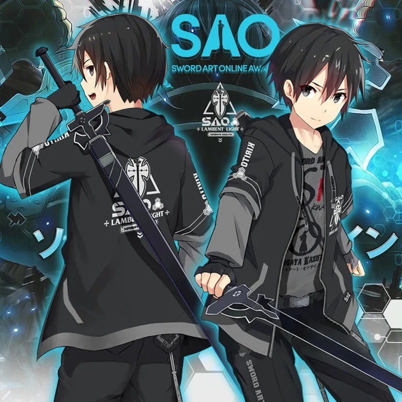 Anime Sword Art Online Kirito Cosplay Costumes Kirigaya Kazuto T-shirt Cotton Tee Top Short Sleeve Zipper Hooded Coat Pants
Anime Sword Art Online Kirito Cosplay Costumes Kirigaya Kazuto T-shirt Cotton Tee Top Short Sleeve Zipper Hooded Coat Pants