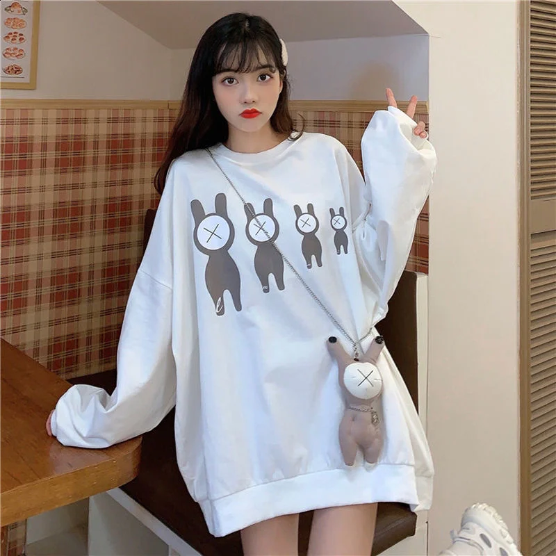 Новинка, женский свободный свитер большого размера с принтом в японском и корейском стиле, свитшоты для осени и зимы 
Новинка, женский свободный свитер большого размера с принтом в японском и корейском стиле, свитшоты для осени и зимы