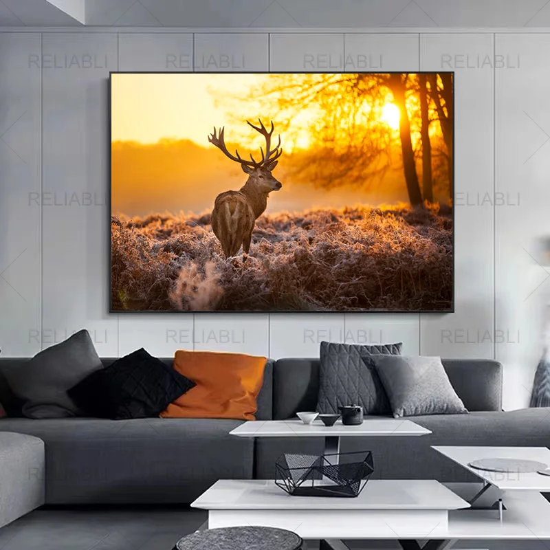 Modern Wall Art Canvas Painting Deer In The Sunset Landscape Poster HD Print Animal Pictures for Living Room Decoration Cuadros
Modern Wall Art Canvas Painting Deer In The Sunset Landscape Poster HD Print Animal Pictures for Living Room Decoration Cuadros