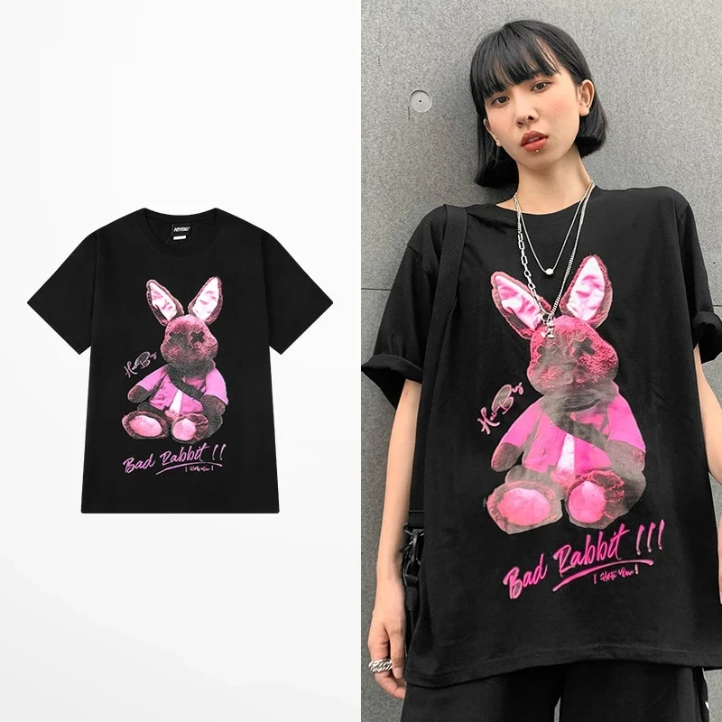 Fashion Overysize T Shirt Men Funny Men Cartoon Bad Rabbit Print T Shirts Men 100% Cotton Black Pink Ins Lovers Couple Short Tee
Fashion Overysize T Shirt Men Funny Men Cartoon Bad Rabbit Print T Shirts Men 100% Cotton Black Pink Ins Lovers Couple Short Tee